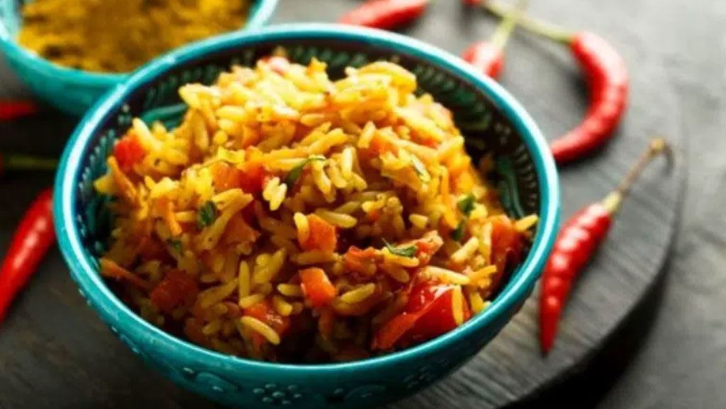 Arroz picante a português