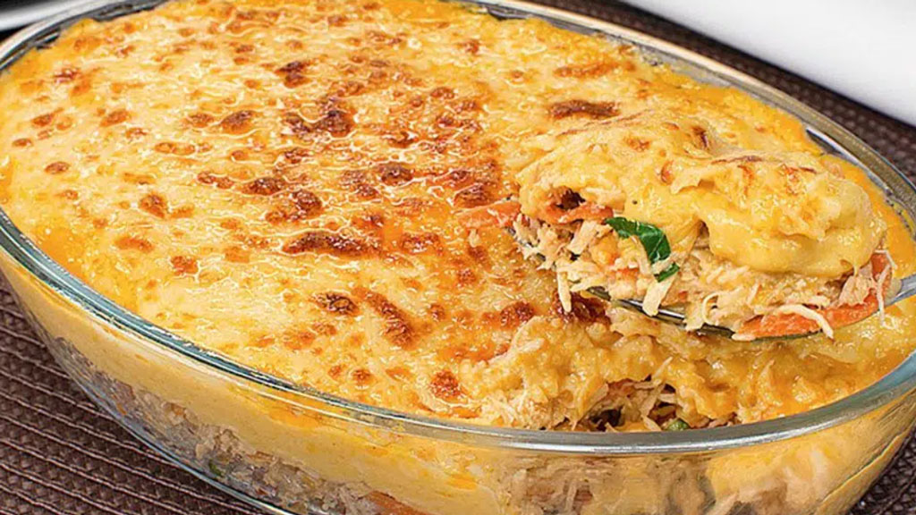 Gratinado de frango com mandioquinha