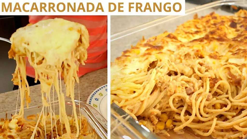 Macarrão gratinado com frango