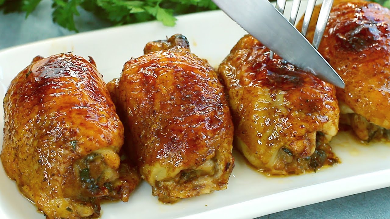 Frango recheado com cogumelos e queijo